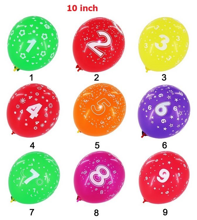 0-9 Number Balloons Latex 10inch Round Printed Balloons Birthday Wedding Party Supplies Decorations