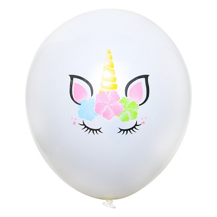 Unicorn Balloons for Girls Children 12 inch Round Latex Balloons with Unicorn Flower Printed Birthday Party Supplies