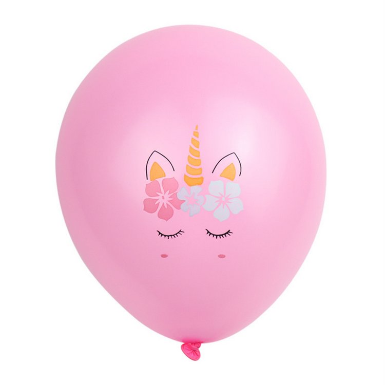 Round Unicorn Balloons for Girls Children 10 inch Latex Balloons with Unicorn Flower Printed Birthday Party Supplies