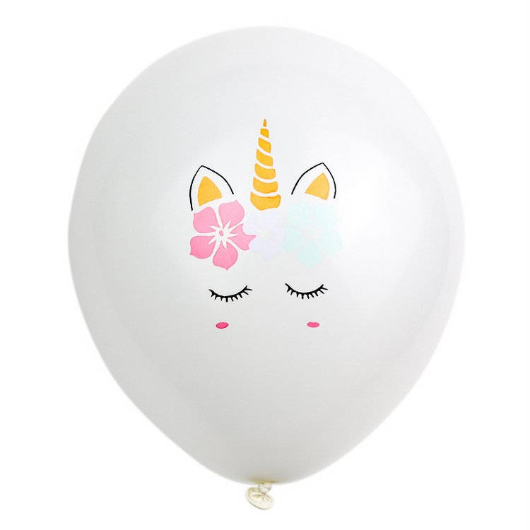 Round Unicorn Balloons for Girls Children 12 inch Latex Balloons with Unicorn Flower Printed Birthday Party Supplies