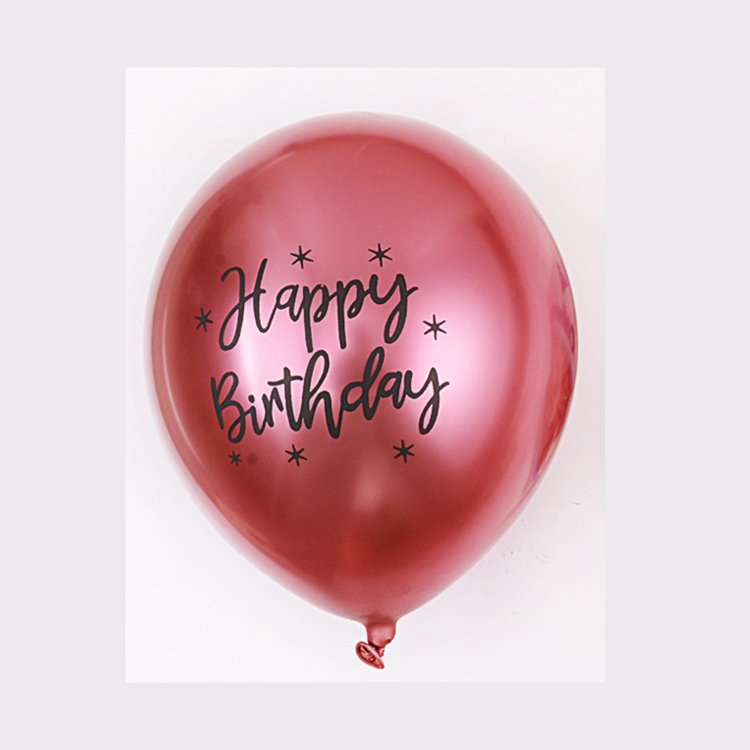 Birthday Metallic Chrome Balloons Fuchsia 12inch Latex Balloons "Happy Birthday" Printed Party Supplies Decorations