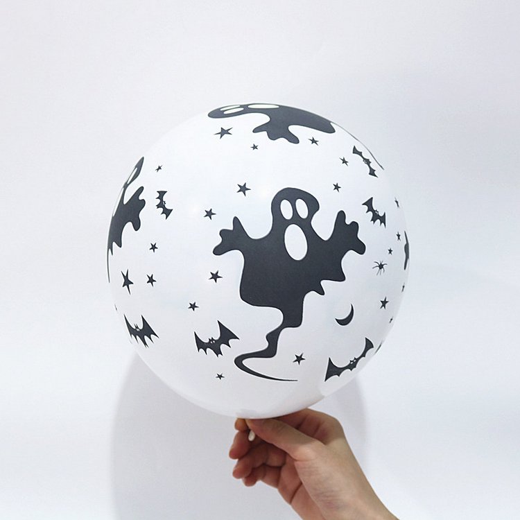Halloween Latex Balloons 10 inch Round Balloons with Ghost Bat Printed Halloween Party Supplies Decorations