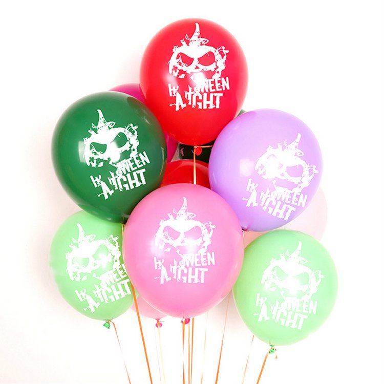 Halloween Rainbow Balloons 10 inch Round Helium Latex Balloons with "Halloween Night" Printed Party Supplies