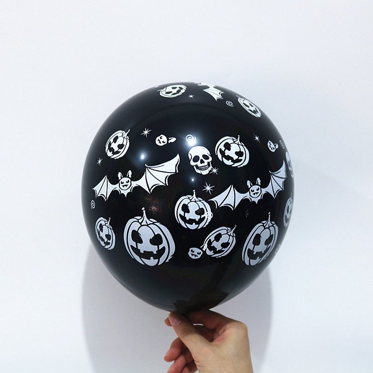 Halloween Latex Balloons 12 inch Round Balloons with Skull Bat Pumpkin Printed Halloween Party Supplies