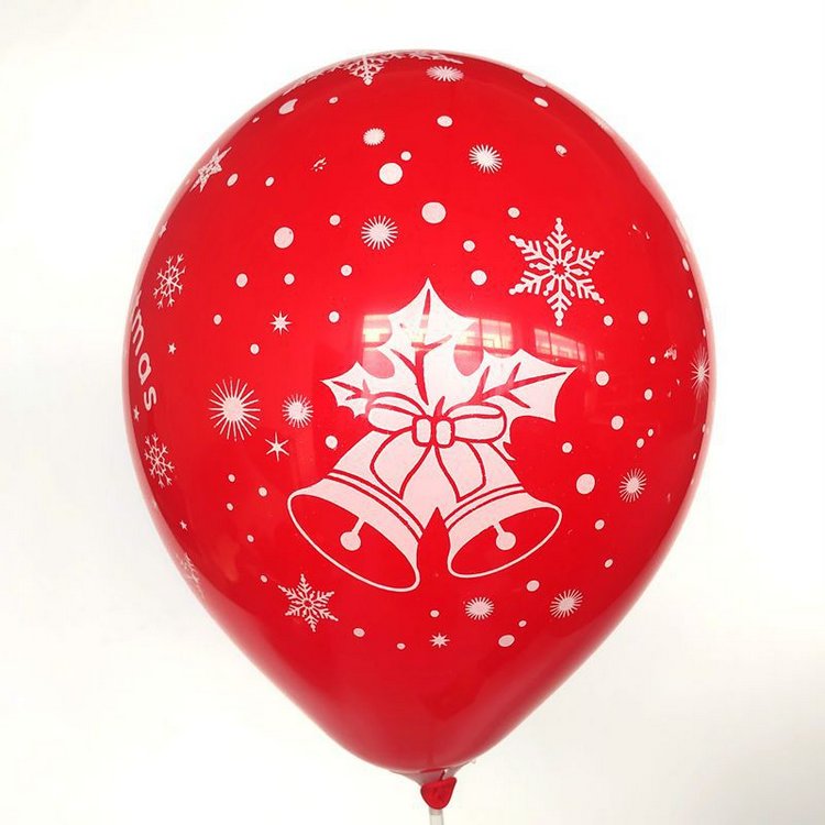 "Merry Christmas" Balloons 12 inch Helium Latex Balloons with Jingle Bell Printed Xmas Party Supplies Decorations