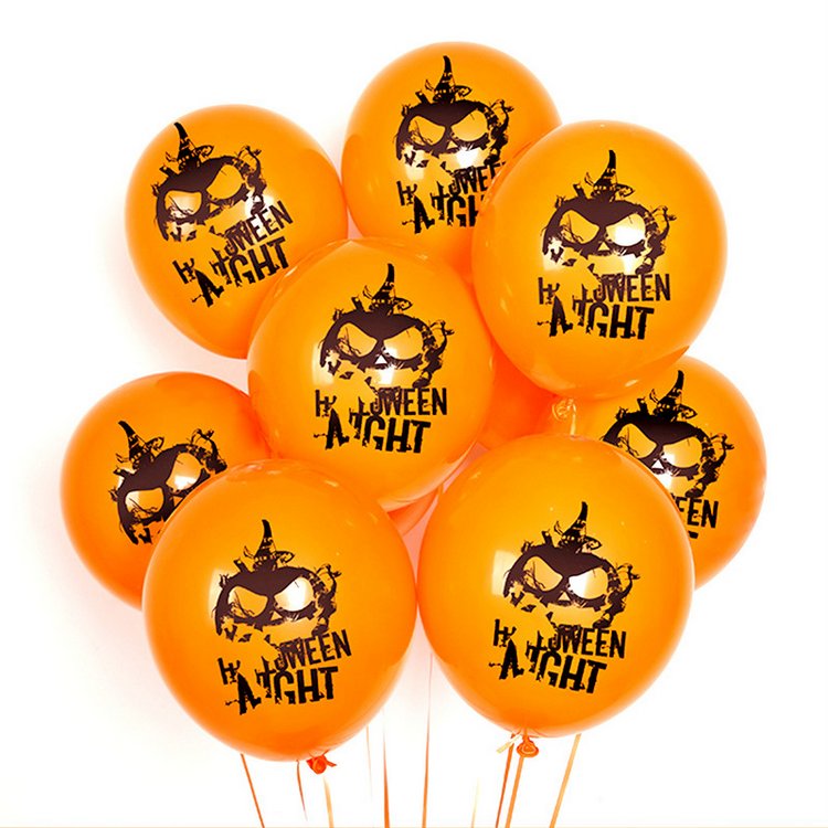 Halloween Helium Latex Balloons 10 inch Yellow Round Balloons with "Halloween Night" Printed Halloween Party Supplies