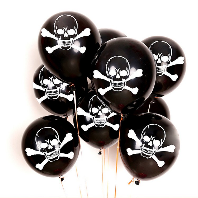 Halloween Latex Balloons 12 inch Round Balloons with Skull Printed Halloween Party Supplies Decorations
