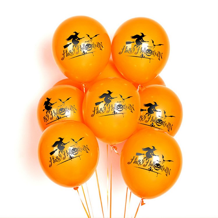 Halloween Latex Balloons 12 inch Round Balloons with Black WITCH Printed Halloween Party Supplies Decorations