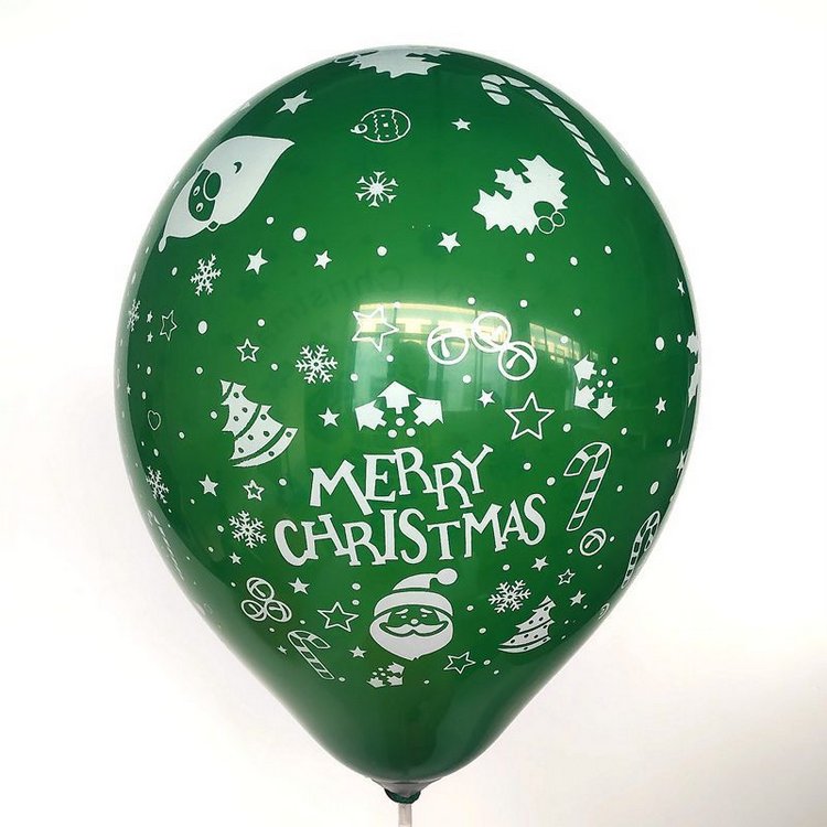 "Merry Christmas" Balloons 12 inch Helium Latex Balloons with Snowflake Santa Claus Printed Xmas Party Supplies