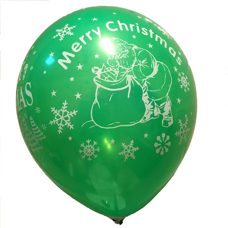 "Merry Christmas" Balloons 12 inch Helium Latex Balloons with Santa Claus Snowflake Printed Xmas Party Supplies