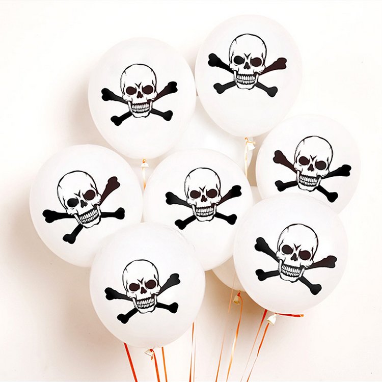 Halloween Latex Balloons 10 inch Round Balloons with Skull Printed Halloween Party Supplies Decorations