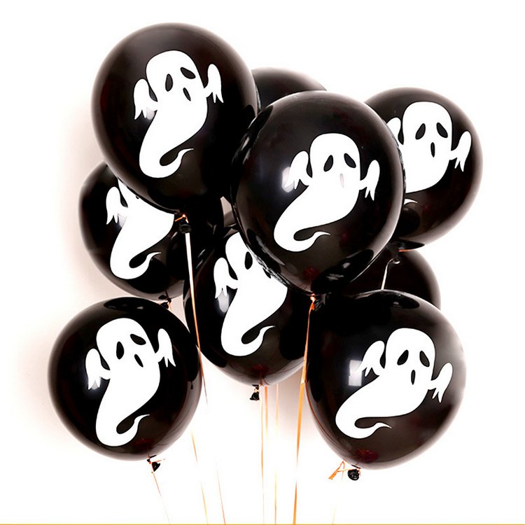Halloween Latex Balloons 10 inch Round Balloons with Ghost Printed Halloween Party Supplies Decorations