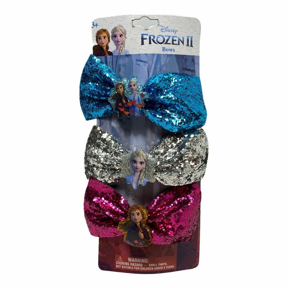 Disney Frozen Sequin Hair Bow Clips for Girls 3 Pack YT7659