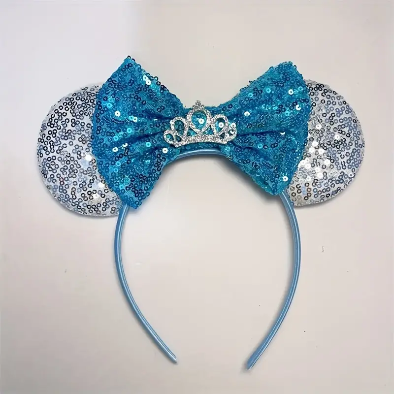 Disney Minnie Mouse Ears Headband Glitter Hair Band Bow Head Hoop for Women Girls YT8467