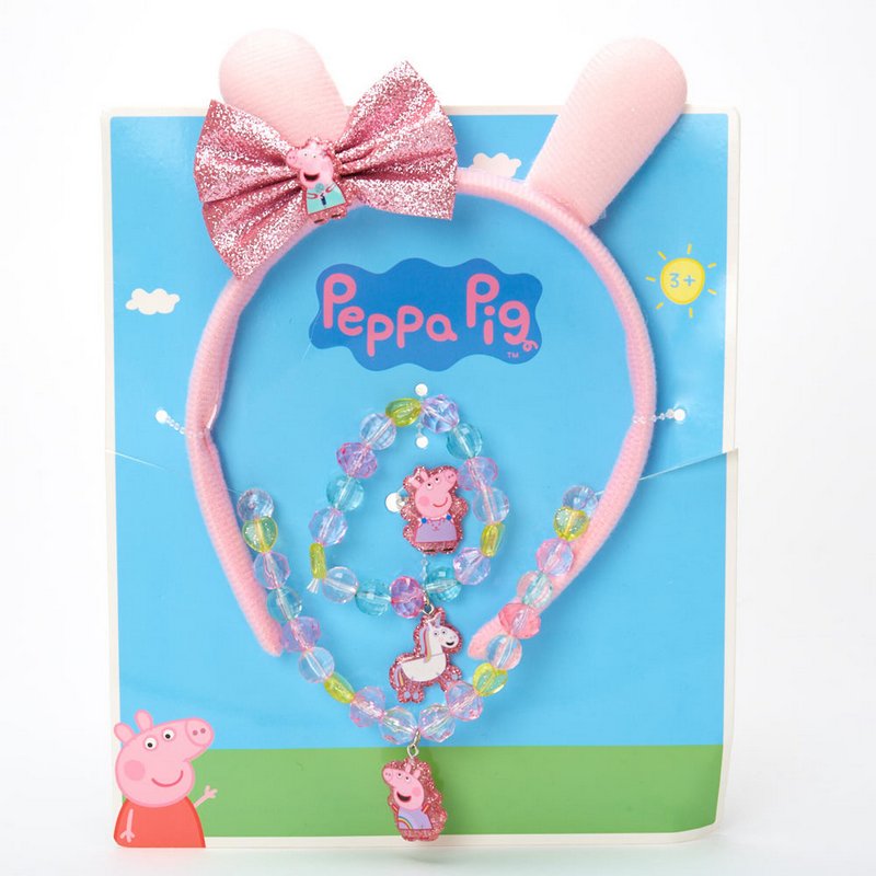 Peppa Pig Headbands for Girls 4 pcs All in one Giftable Box Play Jewelry Set