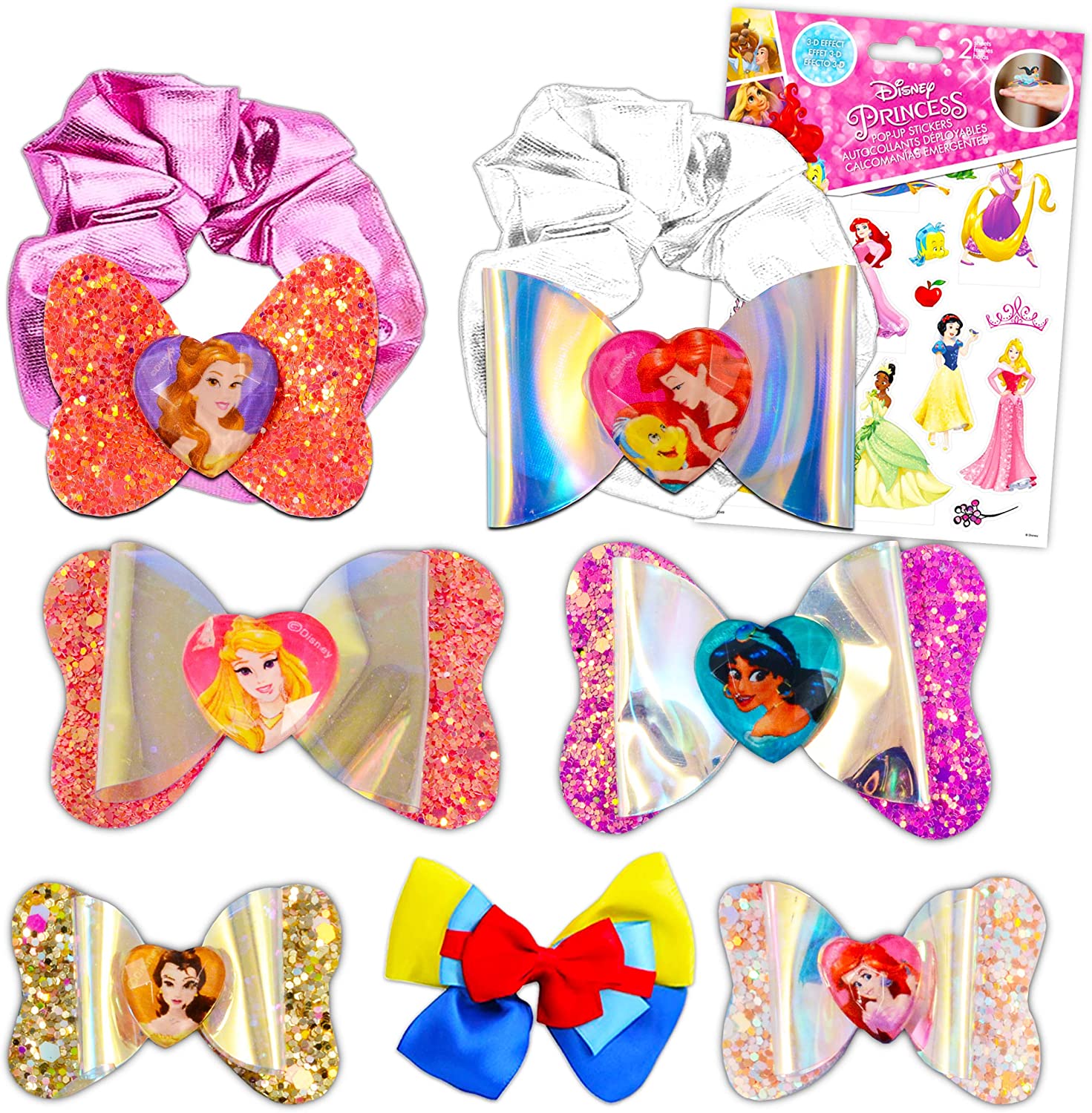 Disney Princess Hair Accessories Bundle Hair Bows and Scrunchies