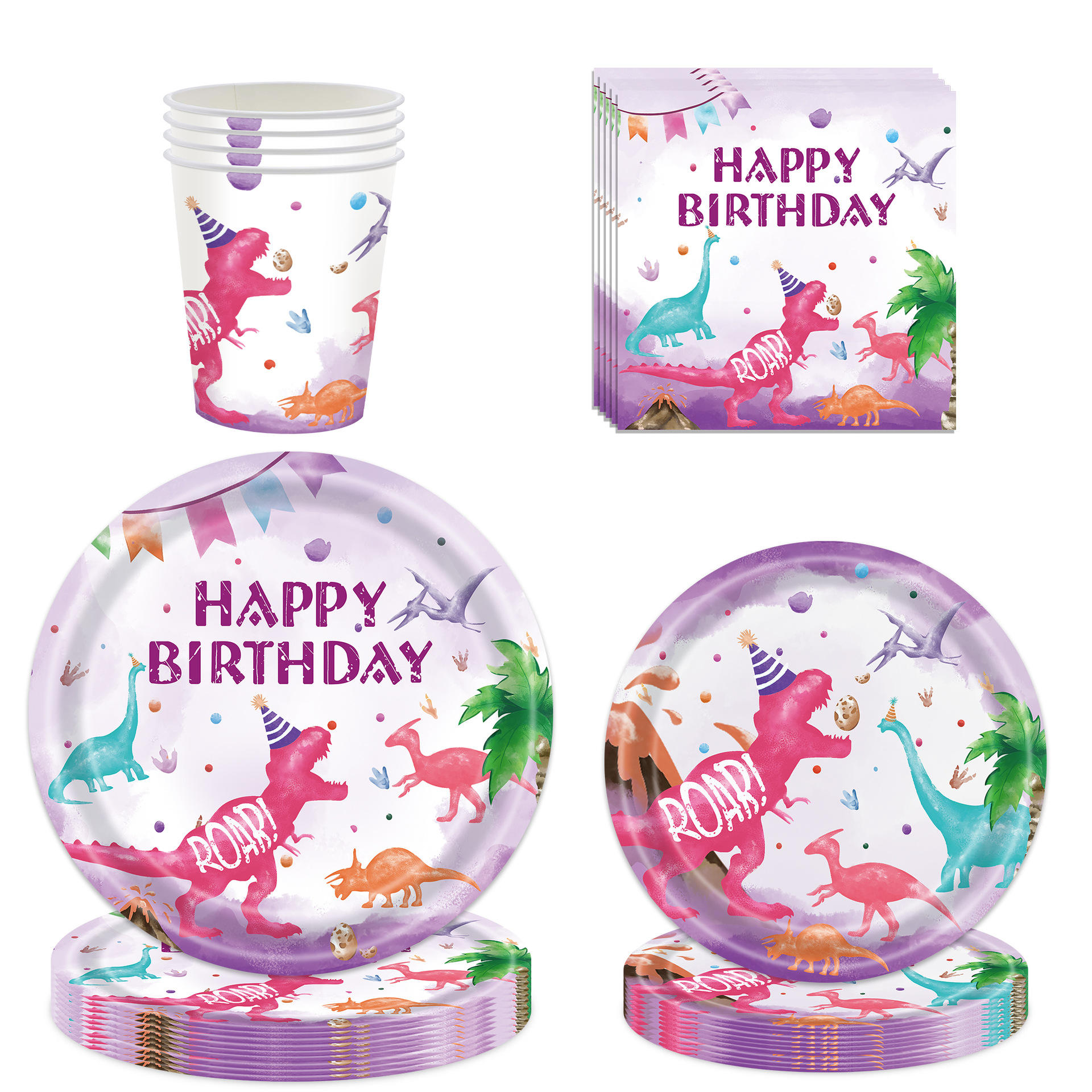 Dinosaur Themed Kids Birthday Party Disposable Paper Tableware Set YT8340